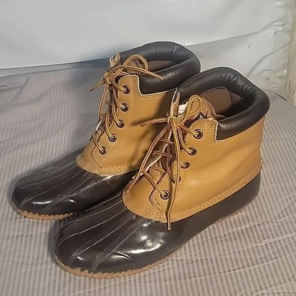 THINSULATE Duck Boots Insulated Ankle Tan Brown Waterproof Winter Snow‎ Rain 12